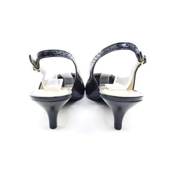 Talbots Slingback Kitten Heel Pumps Brown Black Leather Two-Tone Womens Size 7.5 - Picture 4 of 10
